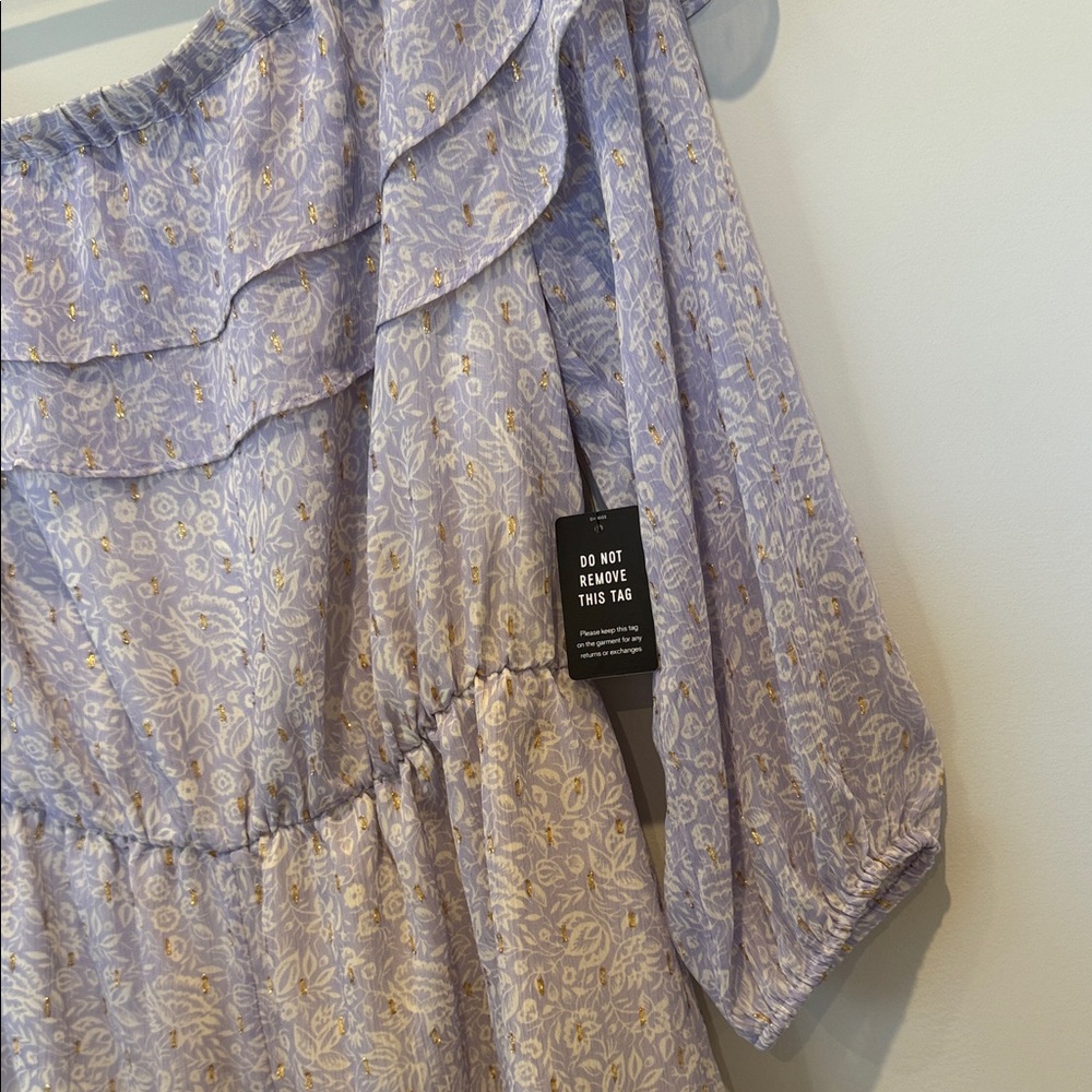 Express Light Lavender Off-Shoulder Ruffle Romper - Picture 4 of 7